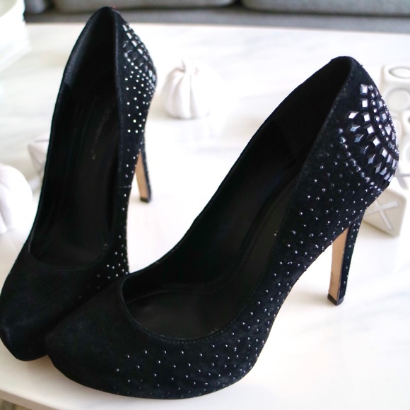 BCBG Shoes - BCBGeneration Black Suede Studded Heels